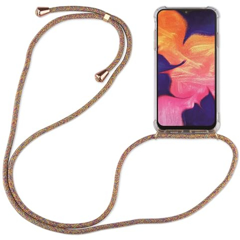 Hülle Kompatibel mit Samsung Galaxy A10 | Handykette Smartphone Halskette Hülle mit Band | Handyhülle mit Kordel zum Umhängen Kompatibel für Galaxy A10 | Rainbow