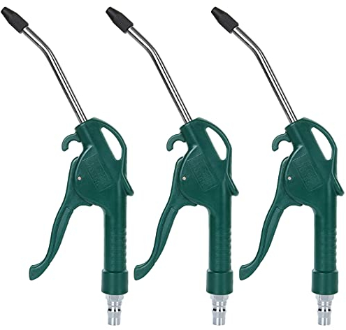 MNKNENG 3 Pack Air Blow Gun for Compressor 4.5 Inch Long Air Nozzle Blow Gun High Flow Air Compressor Blow Gun Kit With Rubber Tip For Truck Car Seat Cleaning (Green)