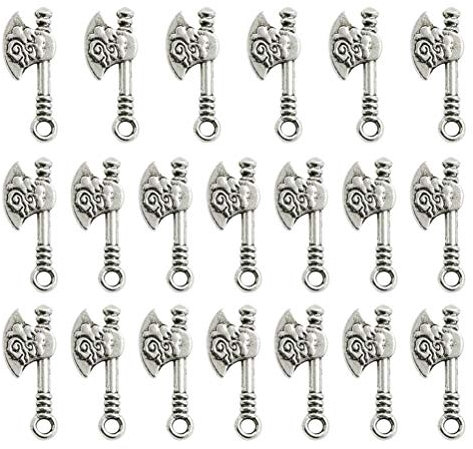 ABOOFAN 20pcs Alloy Carved Axe Pendants Charms DIY Jewelry Making Accessory for Necklace Bracelet (Antique Silver) Suitable