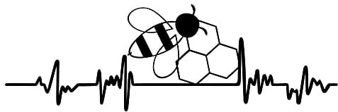 Aufkleber Herzschlag Tiere Breite 27cm Lifeline Heartbeat Deko Sticker Selbstklebend für Auto Kühlschrank Laptop Autoaufkleber K150 (Schwarz Glanz, 03 Biene)