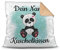 Kissen mit Füllung für Kinder - Tiermotiv Panda - für Mädchen und Jungs - mit Wunschname beschriften - Panda - Farbkissen Rückseite Beige, 40 x 40 cm