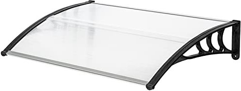 Auvent de Porte d'entrée, Contre Pluie Neige UV, Porte Toit Marquise Abri Protection en Polycarbonate (120x80x23 cm, Noir)
