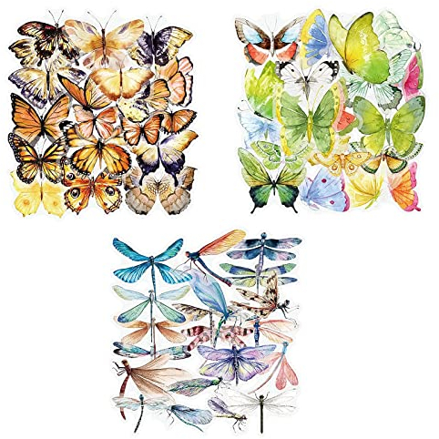 Scrapbooking Stickers 120 Stück, Vintage Schmetterling Libelle Aufkleber für Scrapbook Fotoalbum Bullet Journal Sammelalbum Basteln