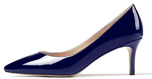EDEFS Damen Slip On Pumps mit 6cm Kittenabsatz Geschlossener Spitzenzehen Lackleder Elegant für Hochzeitsbräute/Büro/Partys