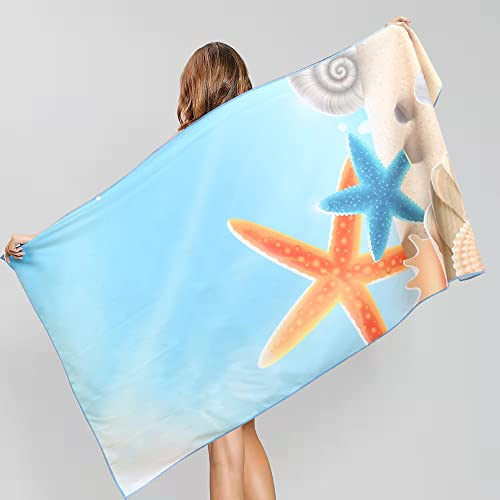 Hdurj Strandlaken Mikrofaser Strandtuch Wasseraufnahme Handtücher Ultra Leicht Tragbares für Sonnenbaden Sport Outdoor Yoga (80 x 160 cm, Strandmuscheln)