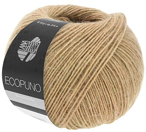 LANA GROSSA Ecopuno | Edle Netzgarnstruktur aus Baumwolle gefüllt mit Merino/Alpaka | Handstrickgarn aus 17% Schurwolle & 11% Alpaka Wolle | 50g Wolle zum Stricken & Häkeln | 215m Garn FB 65