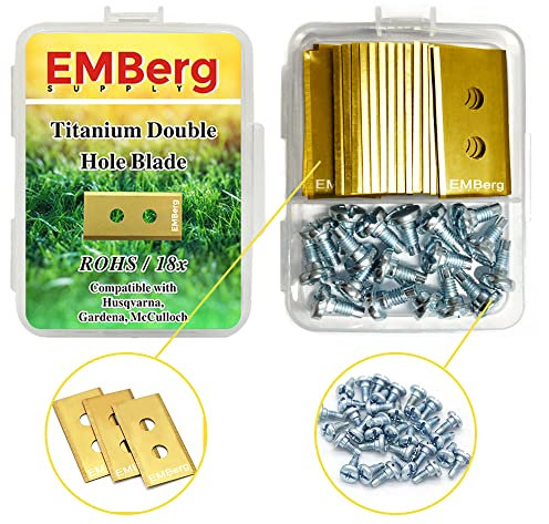 EMBerg Double Hole Endurance Blade for All Husqvarna Automower Gardena McCulloch Robotic Lawnmower Mowing Lawn Mower Robo Robot Accessories Replacement Blade for 315 430 435 450 and Others (Titanium)