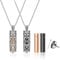 JSDDE 2er Memorial Urnen Anhänger Halskette Set Pärchen Kette Partone Anhänger für Asche Haare Nagel Locket Anhänger Gedenken Charms Anhänger Kette mit Trichter füllen Kit