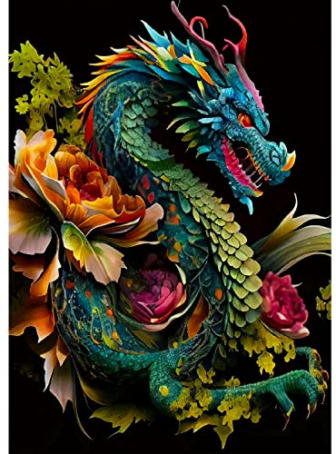 DAERLE Diamond Painting Erwachsene Drache 5D Diamant Painting Bilder Erwachsene Drache Diamond Painting DIY Diamond Painting Bilder Kinder Diamant Malerei Set Drache 30x40cm für Wanddekorationn