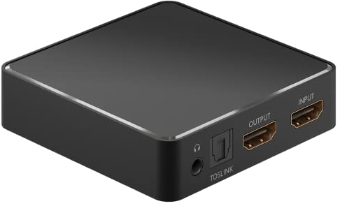 goobay 58469 HDMI Audio-Extractor 4k@30 Hz (Ultra HD 2160p) / HDMI Converter/Hochauflösende Viedosignale an Beamer und TV/Für analog und digital Klangqualitäten / Ps5, Xbox und TV