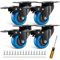 BAOLIHUI Ruedas para Muebles de 50mm Azul - Set de 4 Ruedas Pivotantes con Freno y Tornillos Carga de hasta 300KG - Ruedas para Transporte y Equipos Industriales - Rotación Suave y Silenciosa.
