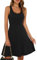 Missufe Robe d'été Rockabilly - Mini Robe débardeur - Robe Patineuse Courte - Robe décontractée - Noir - Taille XL