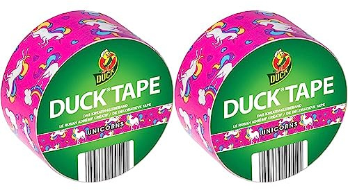 Duck TAPE 100-45 Gewebeband Einhorn – Buntes Paketklebeband mit Einhorn-Muster – Panzertape zum Dekorieren, Basteln & Verschönern – 48mm x 9,1m (Packung mit 2)