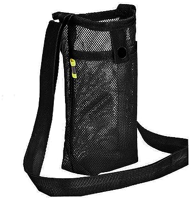 FUZVOL Water Bottle Carrier Water Bottle Holder with Adjustable Shoulder Hand Strap Portable Durable Water Bottle Bag for Adults Kids Walking Hiking Camping Travelling Exercise Black