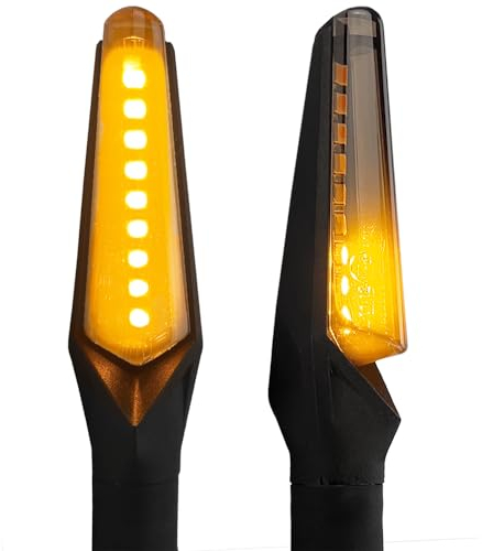 Aharon Motolumino LED Sequenzielle Fließende Lauflichtblinker | 2er-Pack (1 Paar) | Super-hell Getönt | Motorrad/Moped Blinker | E-Kennzeichnung | Wasserdichter Motorradblinker