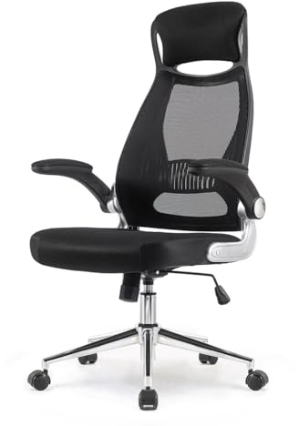 Superkancl ergonomischer Bürostuhl Optima, PC-Stuhl bis 140 kg, Bürostuhl mit Kopfstütze, mit Lendenwirbelstütze, mit klappbaren Armlehnen, schwarz