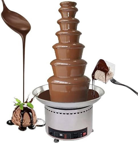 Chocolate Fountain Fondue, 7 Layers 8KG Large Chocolate Fondue Tower, Chocolate Fountains Commercial, Easy to Clean/Simple Operation, Digital Display Control, for Weddings/Parties