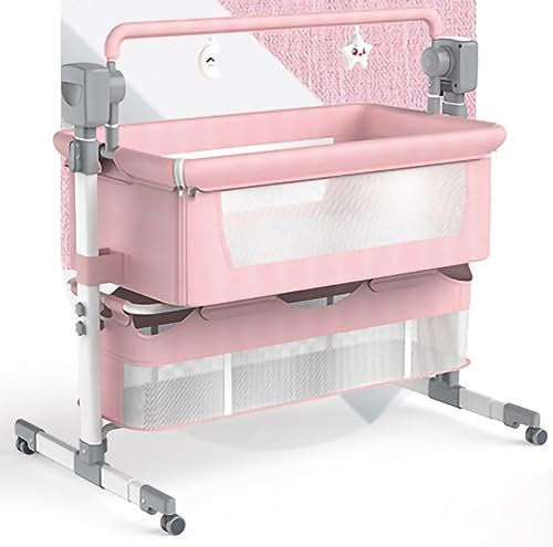 QUNINE 3-in-1-Musik-Babyschaukel, elektrisches Baby-Stubenbett, Nachttisch-Schläfer, Timing-Schaukelbett, Baby-Stubenwagen mit Fernbedienung, höhenverstellbares, zusammenklappbares Babybett D