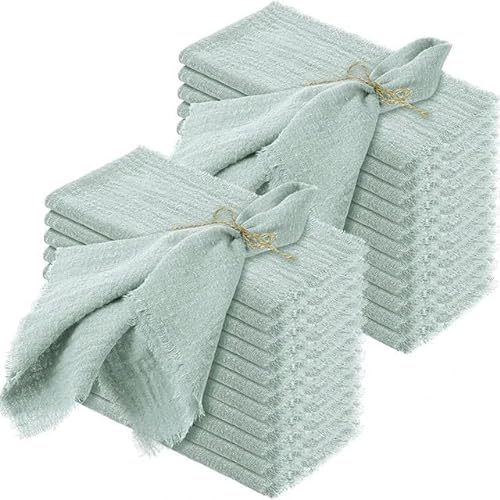 10/30/50/100PCS 42 * 42CM Dusty Blue Boho Rustikale Käsetuchservietten für Hochzeitsfeier Schwarze Servietten