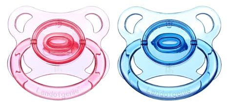 Landofgenie Schnuller Erwachsenengröße Transparenter Mond Modell Großes Saugerschild 2 Paci Pack - Blau und Rosa