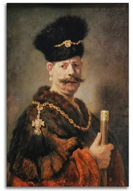 Rembrandt Van Rijn Poster A Polish Nobleman, Kunstdruck, Wandkunst, Leinwand, Kunstwerke, Geschenkidee, Raumästhetisch, 60 x 90 cm