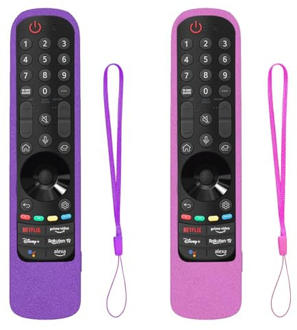 Silikon Hülle Schutzhülle für LG-MR21GA AN-MR21GC MR22GN MR22GA Magic Remote Fernbedienung,Anti-Rutsch Stoßfest für LG Fernbedienung（Lila + Rose）