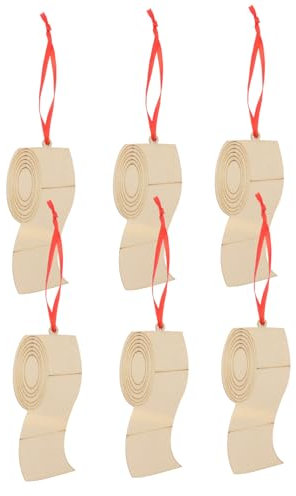 TOPPERFUN 6st Toilettenpapier Anhänger Aus Holz Weihnachtsdekoration Unfertige Holzverzierungen Weihnachtsbaum Anhänger Christbaumschmuck Weihnachten Hölzern Einstellen