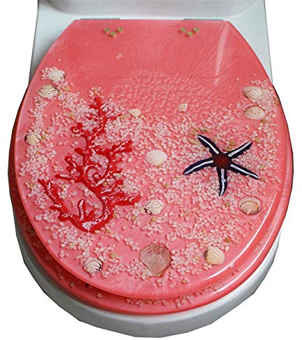 Automatisches Absenken, WC-Sitz aus Kunstharz, WC-Deckel in verschiedenen Motiven, stabile Qualität, einfache Montage – Pink