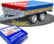 Hochwertige EDUARD Anhängerplane - 200 x 145 cm Innenmaß - Anhänger Plane Rot Hochglanzlackiert - Flachplane PKW-Anhänger - wasserdichte PVC Abdeckplane mit Anhänger Zubehör