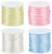 SUNNYCLUE 4 Rolls 2 mm Nylon Cording Beading Knotting Thread Cord Multicolor Thin Silk Chinese Knot Aqua Yellow Green Rattail String for Bracelets Necklace Bead Jewellery Making DIY Craft Accessories