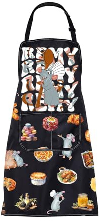 ENSIANTH Remy Rattenschürze, Geschenke für Frauen, Ratten-Küche, Kochschürze, Remy-inspirierte Schürze mit Taschen, Chef-Geschenk, Ratten-Kochschürze