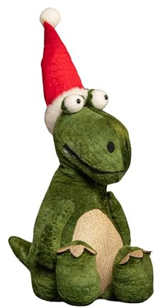 Samuel ALEXANDER 48cm Green Sitting Christmas Dinosaur with Santa Hat
