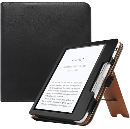 VOVIPO Étui avec Support pour liseuse Kobo Libra Colour (2024) / Kobo Libra 2 (2021) 7 - Coque PU de qualité supérieure - Fonction Veille/réveil Automatique avec dragonne-Blacka