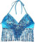 QIBZI Tops de danza para mujer,Top de rendimiento con lentejuelas, sujetador de lentejuelas para danza del vientre, top con borlas de lentejuelas para danza del vientre (azul)