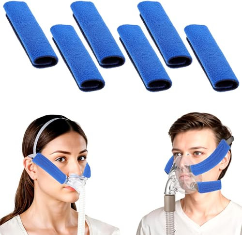 Tucnoeu 6 Stück CPAP Gurtbezüge Gesichtspads, CPAP Zubehör, Gurt-Komfort-Pads für CPAP-Masken, Weiche und Atmungsaktive CPAP Maske Pads, Blau