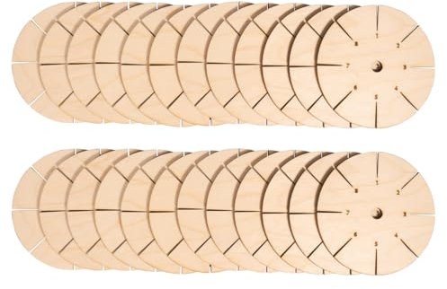 Rayher Holz-Flechtscheiben, 9 cm ø, rund, Box 24 Stück, Kumihimo Flechtscheiben, Armbänder knüpfen, Knüpfscheiben aus Holz, FSC zertifiziert, Set für DIY Armbänder Kindergeburtstag, 64663000