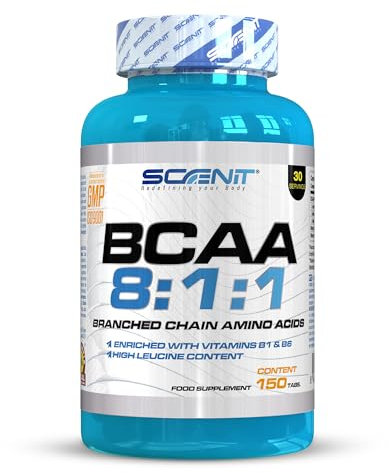 BCAA 8.1.1-150 Tabletas - Aminoacidos BCAA - Aminoacidos ramificados BCAA - Aminoácidos BCAA - Leucina isoleucina valina - BCAA Tablets - Reforzado con Vitamina B1 y B6