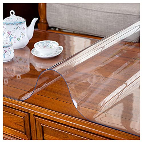 Protector de mesa transparente impermeable de cristal suave para mesa de comedor, rectangular, 90 x 140 cm, 2 mm de grosor