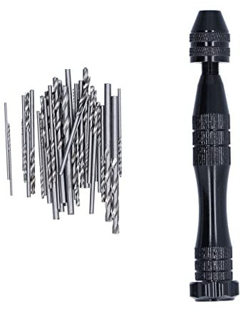 Restokki - Juego de 48 brocas helicoidales de mano moleteadas de color negro grande para manualidades de joyería de madera y resina