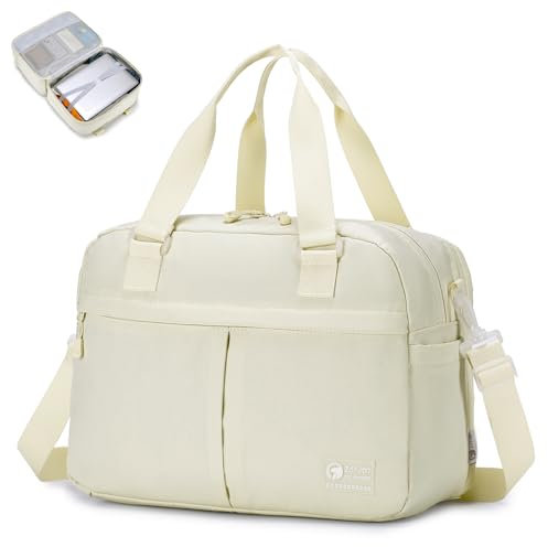 SPAHER Espandibile Bagaglio a Mano British Airways 40x30x15 a 40x30x25 Eurowings Wizzair Borsone Palestra Donna Impermeabile Borsa da Viaggio Piscina Fitness Sportiva Grande con Borse da Scarpe Beige