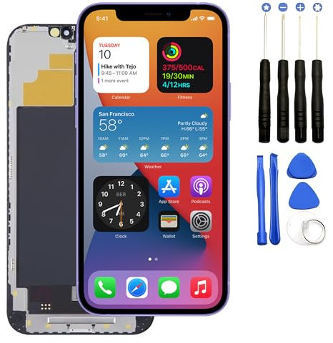 Écran OLED pour iPhone 12 Pro Max, 6.7 Full HD, Tactile 3D avec Assemblage Complet, Kit de Réparation Inclus, Protecteur d'Écran, Compatible Modèles A2342 A2410 A2411 A2412