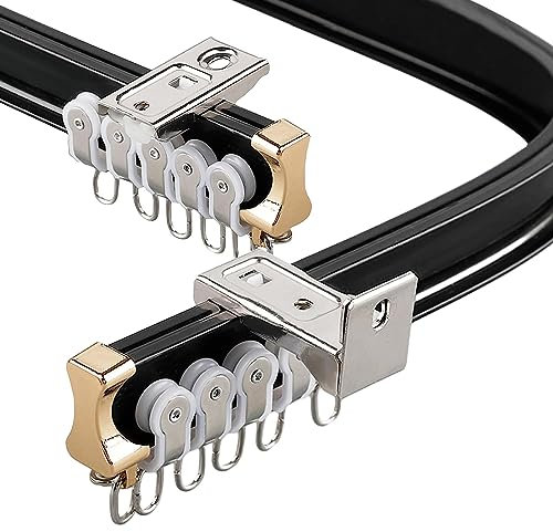 Flexibles biegsames Deckenvorhangschienensystem, 6 m schräge Schiene, Raumteiler, Wohnmobil, Sichtschutz, strapazierfähige Gleiter für große Vorhänge, Wand- oder Deckenmontage,