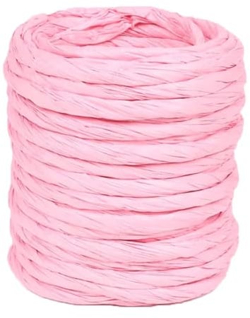 ALLWSLucky 12M Naturbast Papierband, 4mm Bast Raffia Natur Papierschnur, Raffiabast Papierband für DIY, Raffia Garn Bastband für Geschenkverpackung, Weben, Dekoration und Gärtnern (Lichtroze)