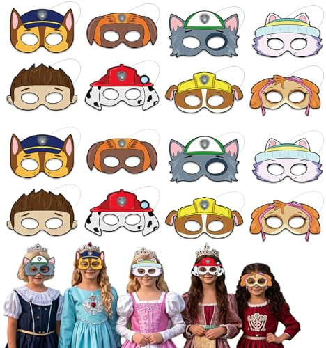 Ainvliya 12PCS Paw Dog Party Masken, Geburtstag Masken Cosplay Party Deko für Kinder Maskerade Cosplay Karneval Weihnachtenv