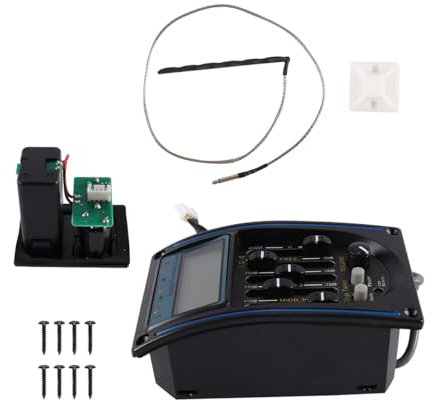 Nicear PréAmpli Guitare Acoustique Lcd 5 Bandes Avec Accordeur Et Micro PiéZo - SystèMe D'Ampli PréCâBlé En MéTal/Plastique Emplacement Pour Pile 9 V Commandes Sonores PrêTes Pour La ScèNe