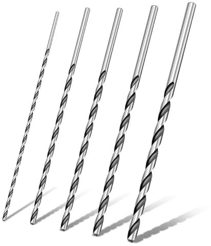 Juego de brocas extra largas para madera, 5 piezas brocas manuales para madera, 2mm, 3mm, 3.5mm, 4mm, 5mm brocas para madera HSS brocas helicoidales para taladrar a mano