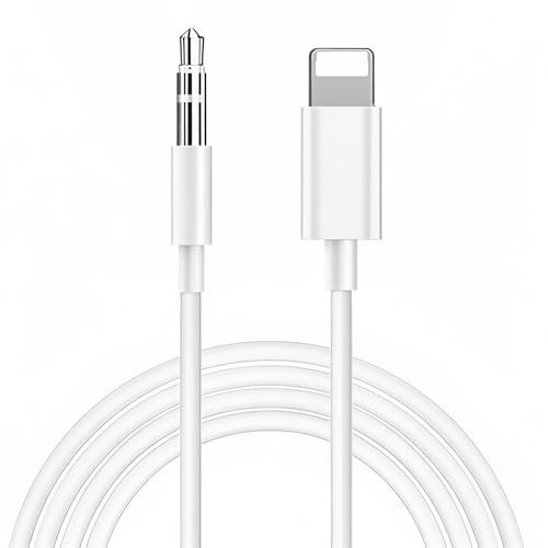 1 PCS 3.5mm Aux Cord for iPhone in Car Adapter,Aux Cable Compatible with i-Phone 11/12 /13 i-Pod,Car Headphone Home Stereo Speaker Jack to Lightning Cable(1M,White)