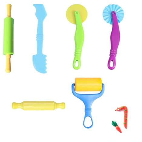 6-teiliges Knete Zubehör,Knetwerkzeug ab 2 Jahre,Knetzubehör für Knete Play Doh Zubehör Werkzeug,Knetspielzeug für Playdoh Set,Knetpresse Kinder,Knet Zubehör Knetwerkzeuge,Plastilin Kneten Werkzeuge