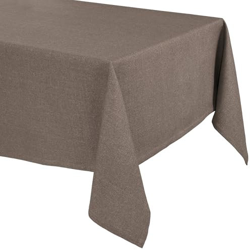 Elegante Tischdecke mit natürlicher Leinenoptik, Lina Tischdecke und Tischläufer, Größe und Farbe wählbar (Eckig 110x140 cm, Haselnuss)