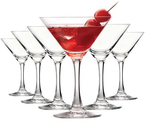 Tefrine 6-teiliges klassisches Mini-Martini-Glas-Set, mundgeblasen, 105 ml, Kristall-Cocktailgläser, perfekt für kosmopolitische Gimlets, Zuhause, Bar, Party